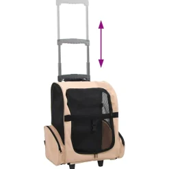 vidaXL Huisdierentrolley inklapbaar beige