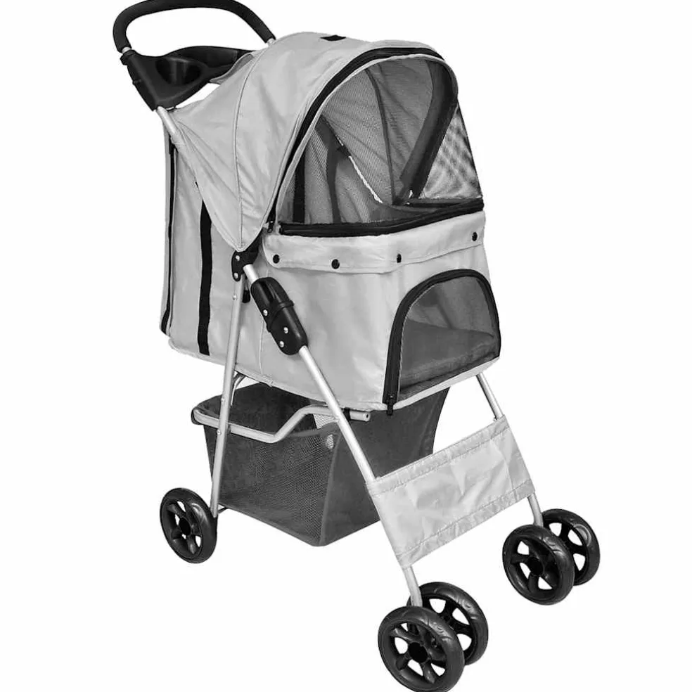 vidaXL Huisdierenwagen voor honden/katten opvouwbaar grijs