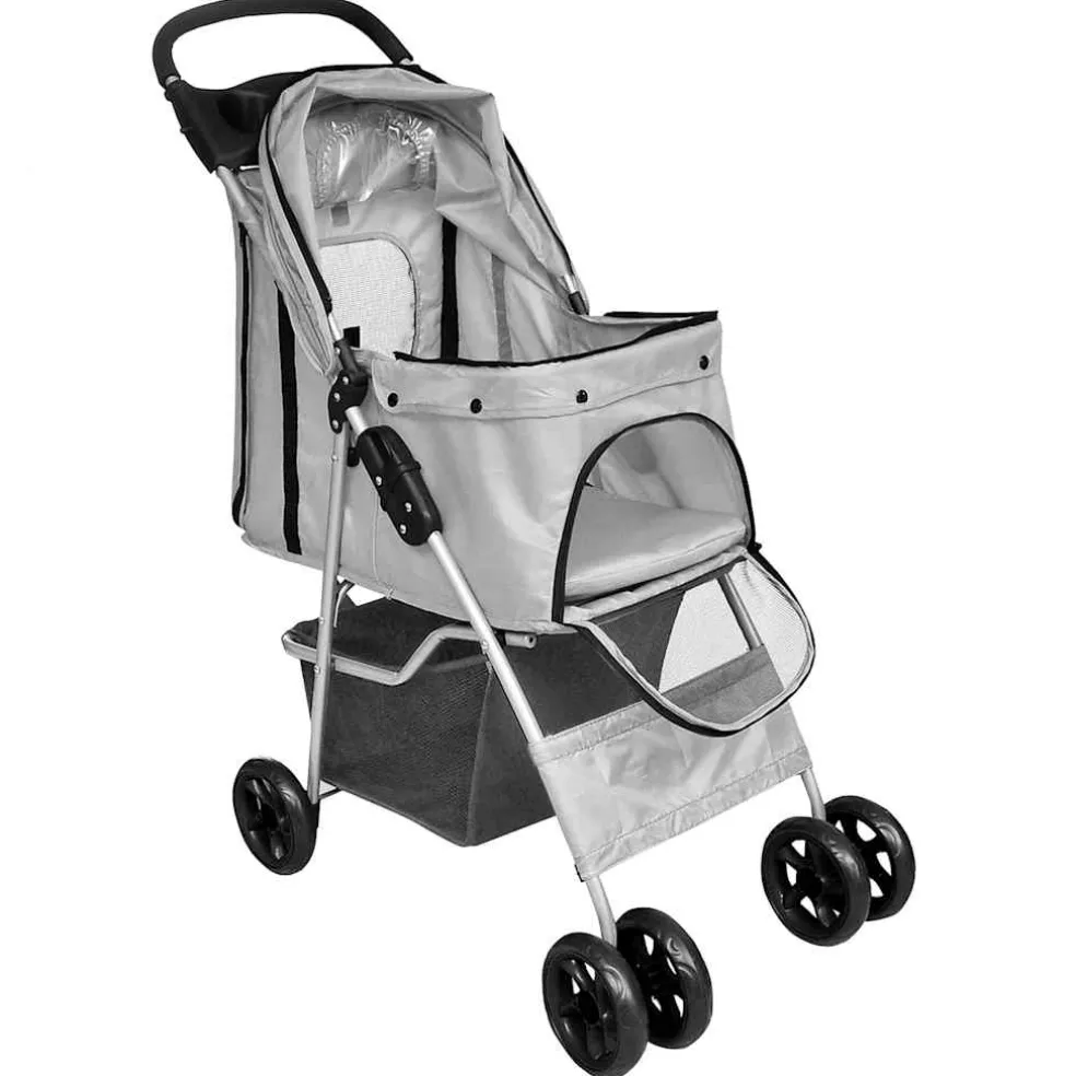 vidaXL Huisdierenwagen voor honden/katten opvouwbaar grijs