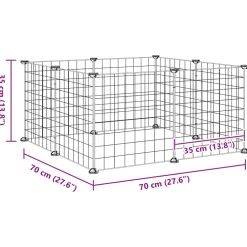 vidaXL Huisdierkooi met 8 panelen, zwart, 70x70x35 cm, staal