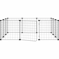 vidaXL Huisdierkooi met 12 panelen en deur, zwart 105x105x35 cm staal