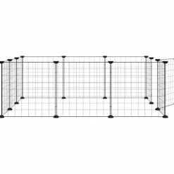 vidaXL Huisdierkooi met 12 panelen en deur, zwart 105x105x35 cm staal
