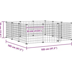 vidaXL Huisdierkooi met 12 panelen en deur, zwart 105x105x35 cm staal