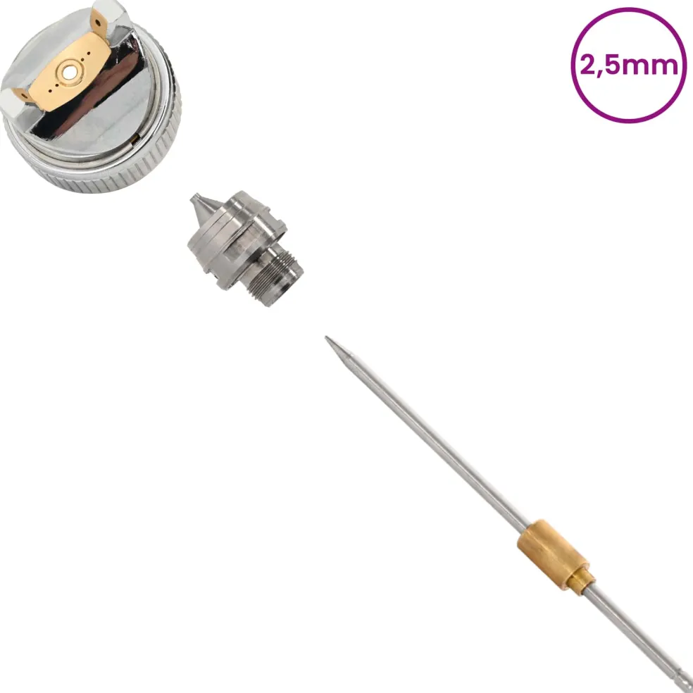 vidaXL HVLP Spuitpistool Mondstuk 2,5 mm Mondstuk zilver