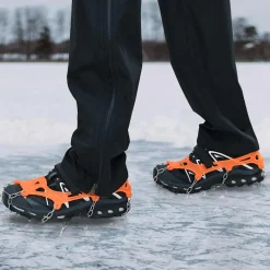 vidaXL IJs-klemmen voor schoenen met 10 spikes Oranje S