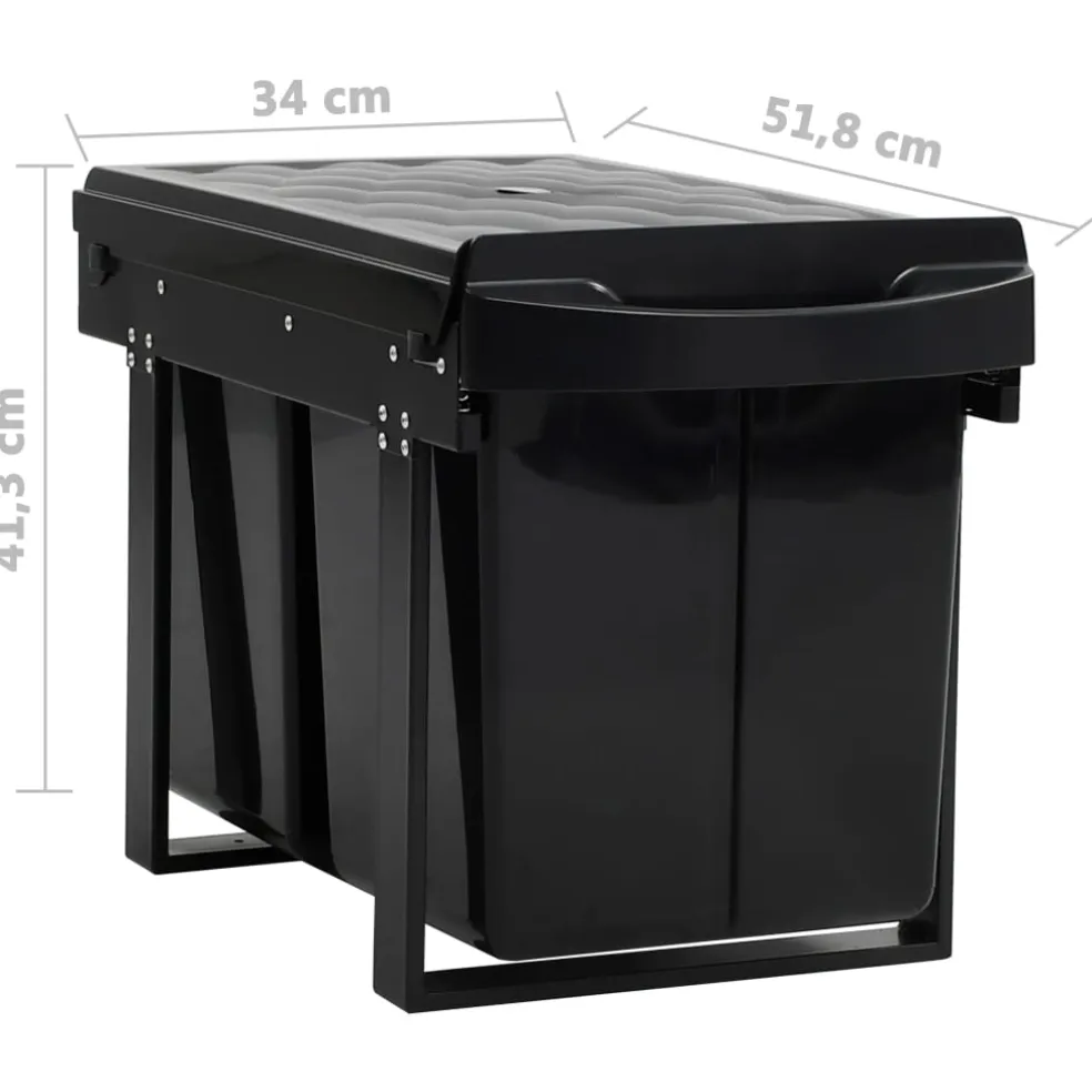 vidaXL Inbouwprullenbak uittrekbaar soft-close 48 L