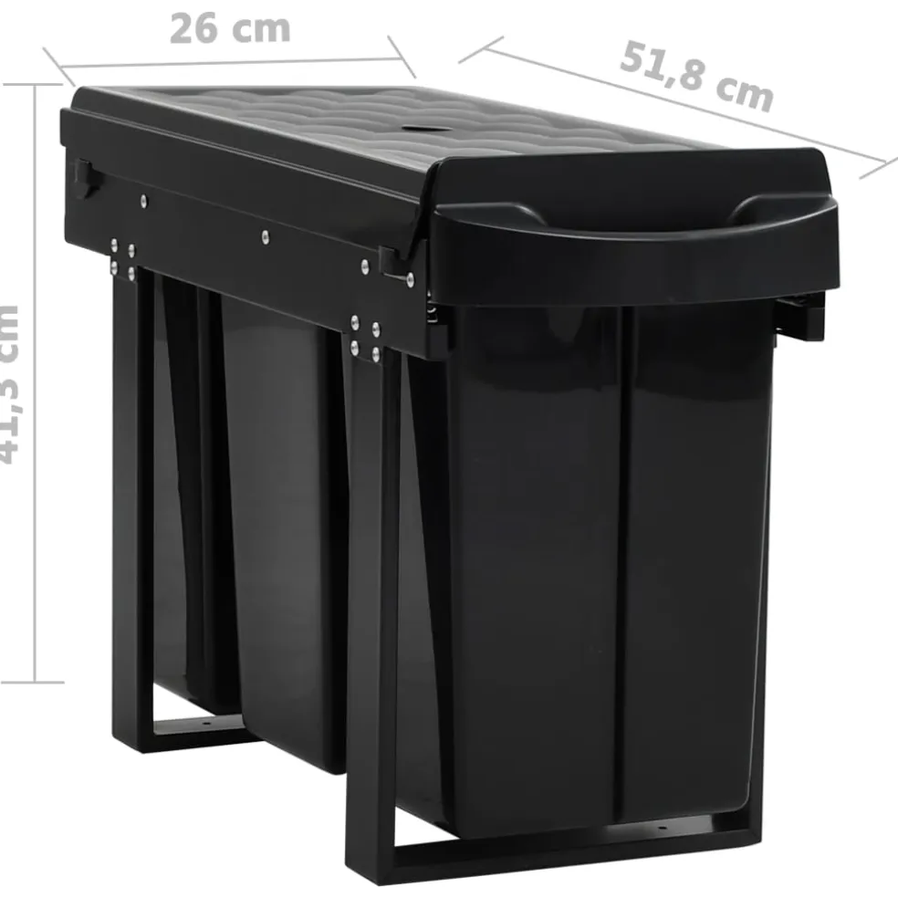 vidaXL Inbouwprullenbak uittrekbaar soft-close 36 L
