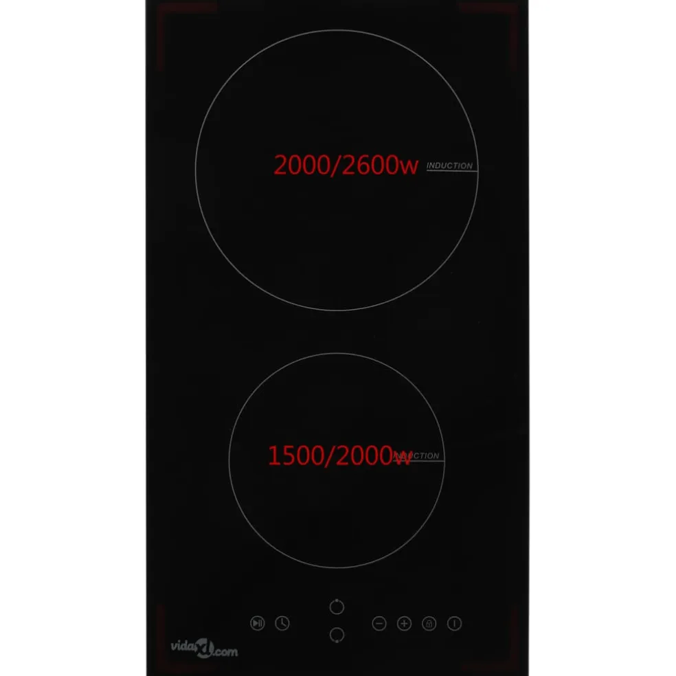 vidaXL Inductiekookplaat met 2 kookzones aanraakbediening 3500 W glas