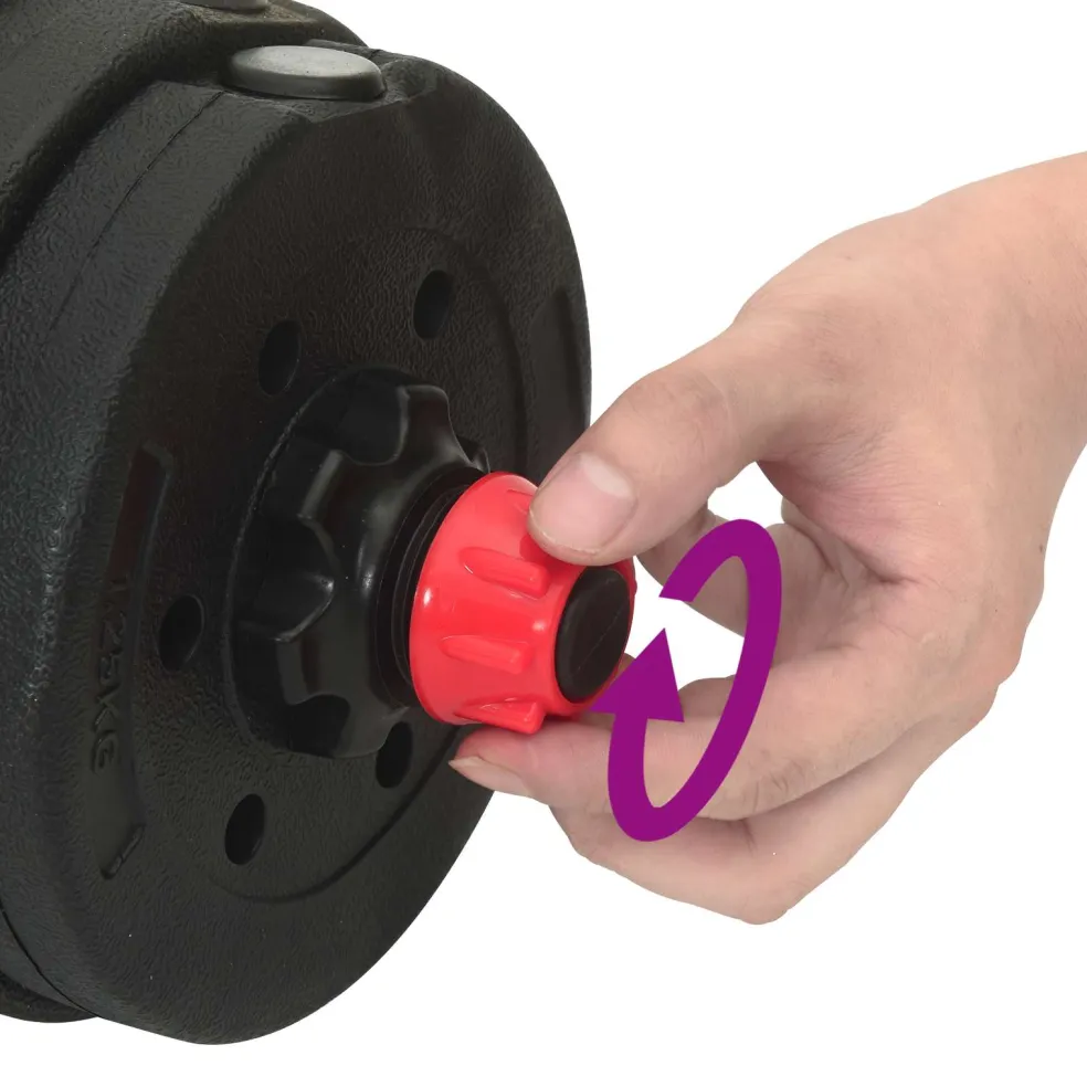 vidaXL 4-in-1 Dumbbell Barbell Kettlebell Set 30 kg Zwart en Rood