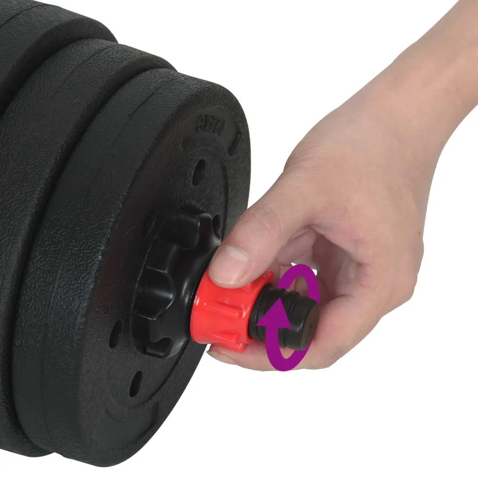 vidaXL 4-in-1 Dumbbell Barbell Kettlebell Set 20 kg Zwart en Rood
