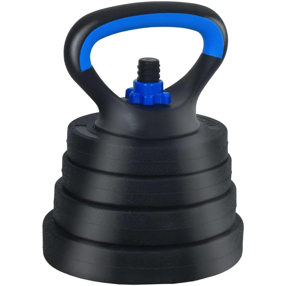 vidaXL 4-in-1 Dumbbell Barbell Kettlebell Set 30 kg Zwart en Blauw