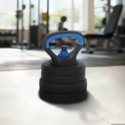 vidaXL 4-in-1 Dumbbell Barbell Kettlebell Set 20 kg Zwart en Blauw