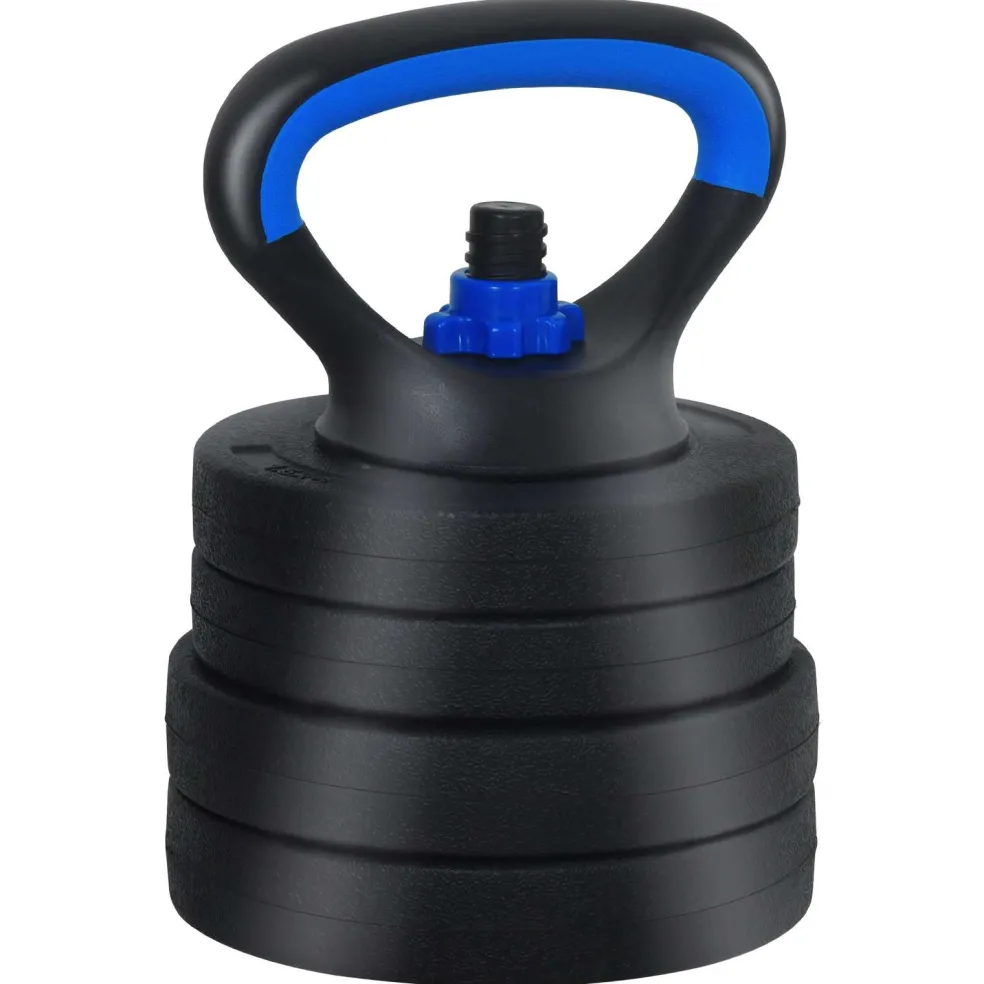 vidaXL 4-in-1 Dumbbell Barbell Kettlebell Set 20 kg Zwart en Blauw
