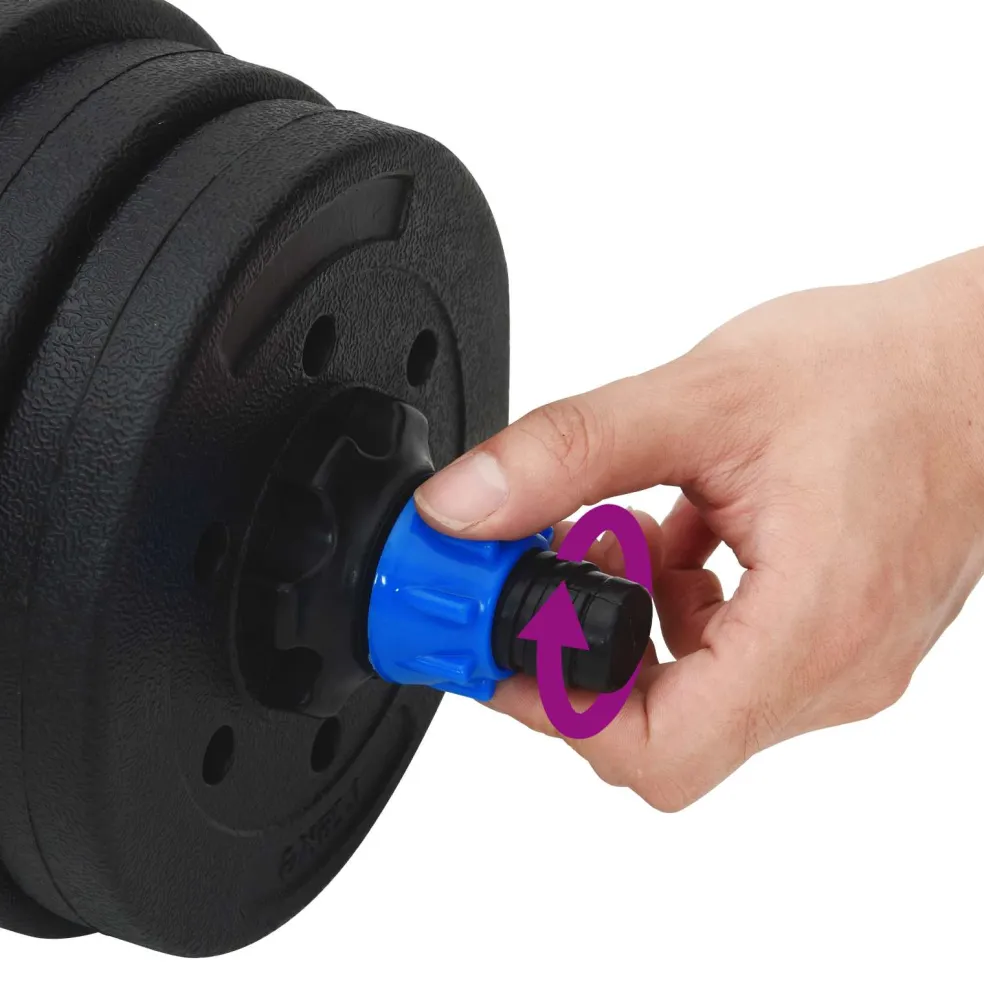 vidaXL 4-in-1 Dumbbell Barbell Kettlebell Set 20 kg Zwart en Blauw