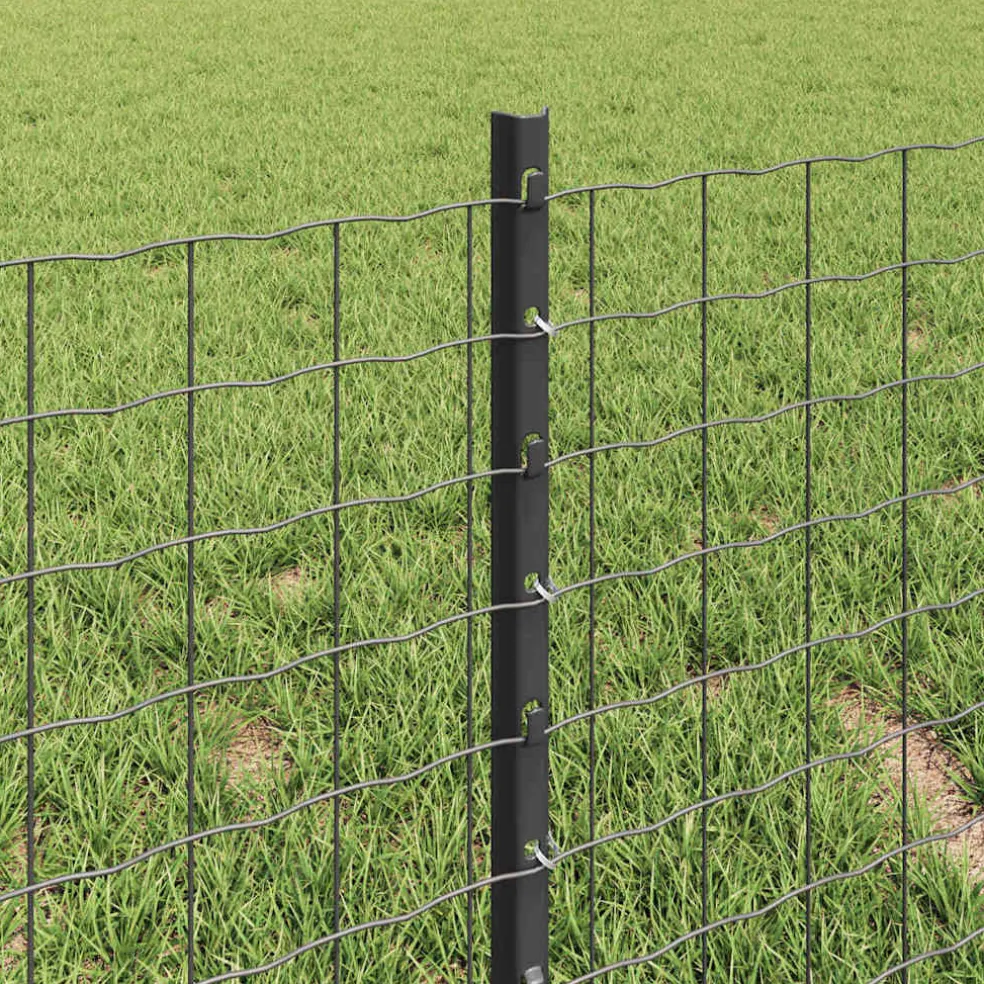vidaXL ingegraven hekpalen 7 st Grijs Gepoedercoat staal