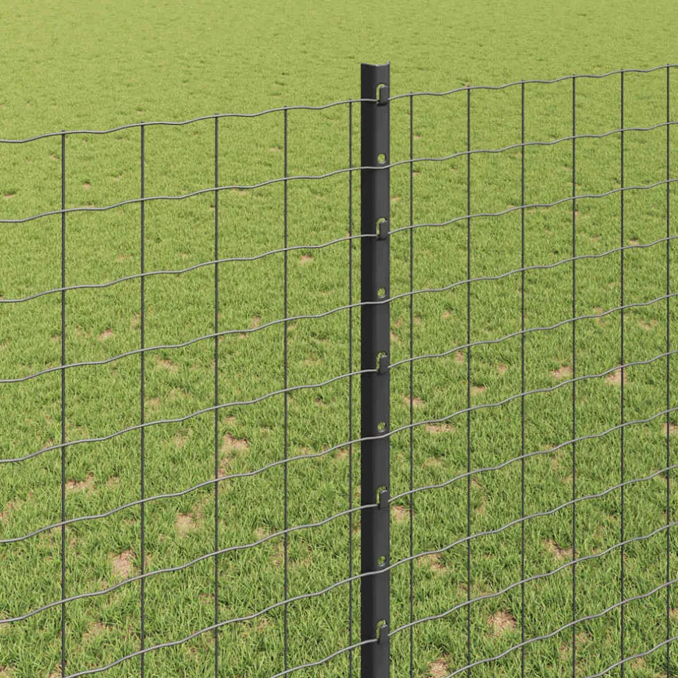 vidaXL ingegraven hekpalen 5 st Grijs 200 cm Gepoedercoat staal
