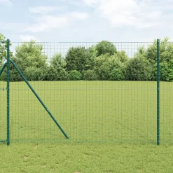 vidaXL ingegraven hekpalen 26 st Groen Gepoedercoat staal
