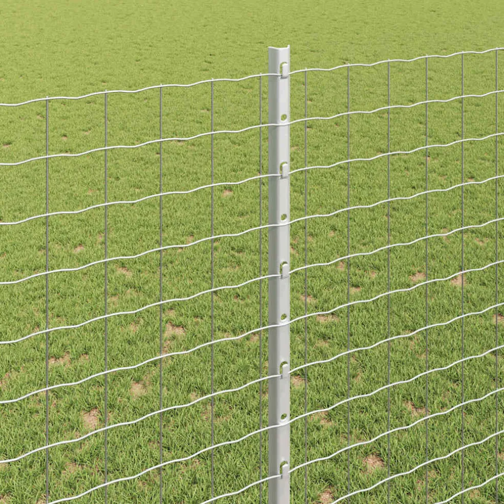 vidaXL ingegraven hekpalen 5 st zilver 200 cm Gepoedercoat staal