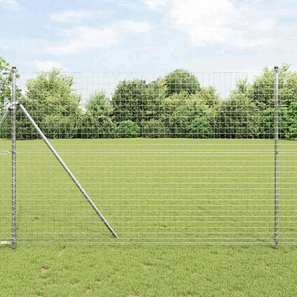 vidaXL ingegraven hekpalen 7 st Zilverkleurig Gepoedercoat staal