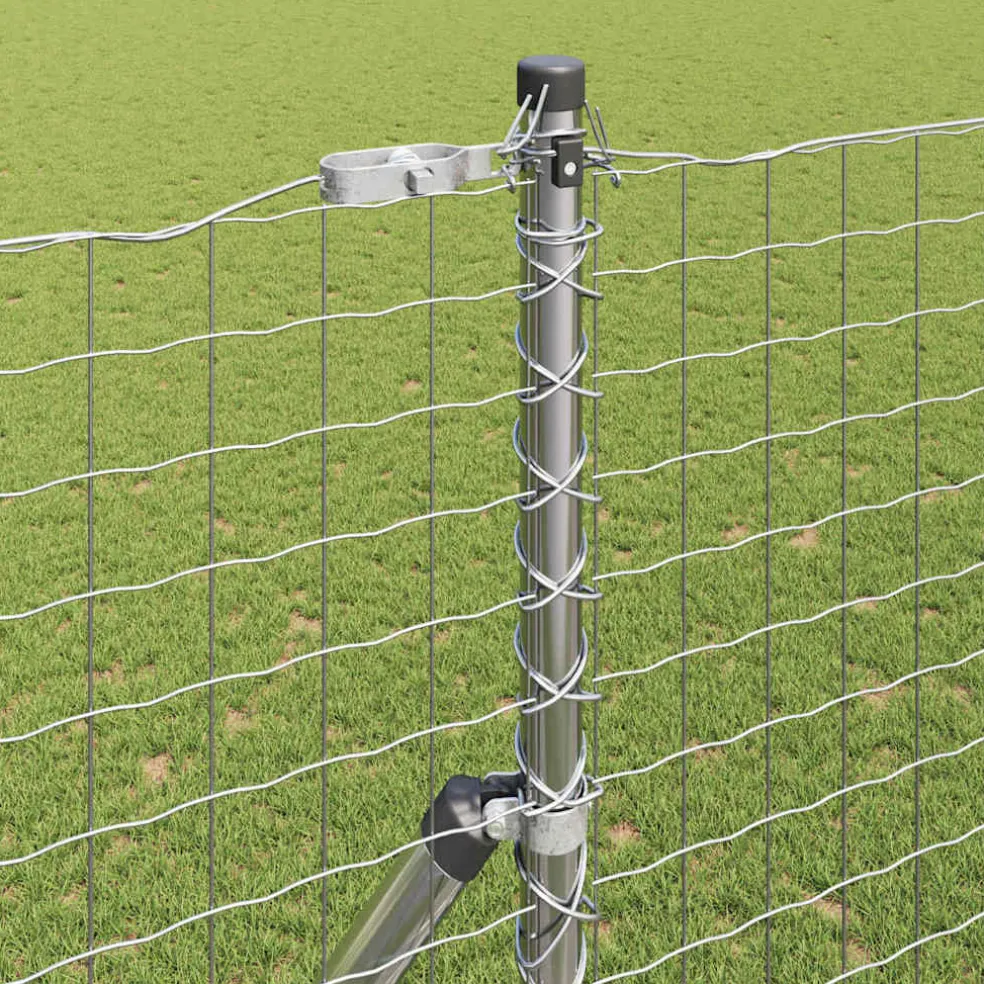 vidaXL ingegraven hekpalen 7 st Zilverkleurig Gepoedercoat staal