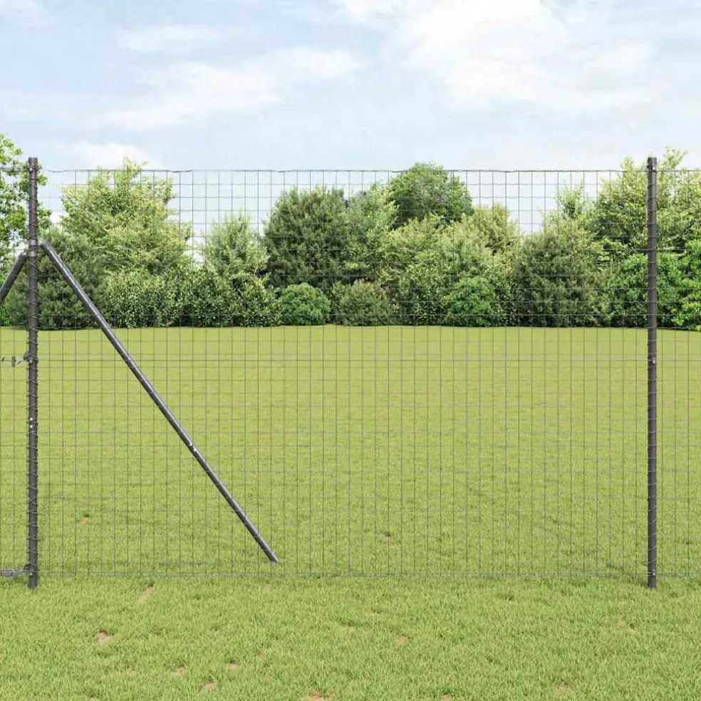 vidaXL ingegraven hekpalen 26 st Grijs Gepoedercoat staal