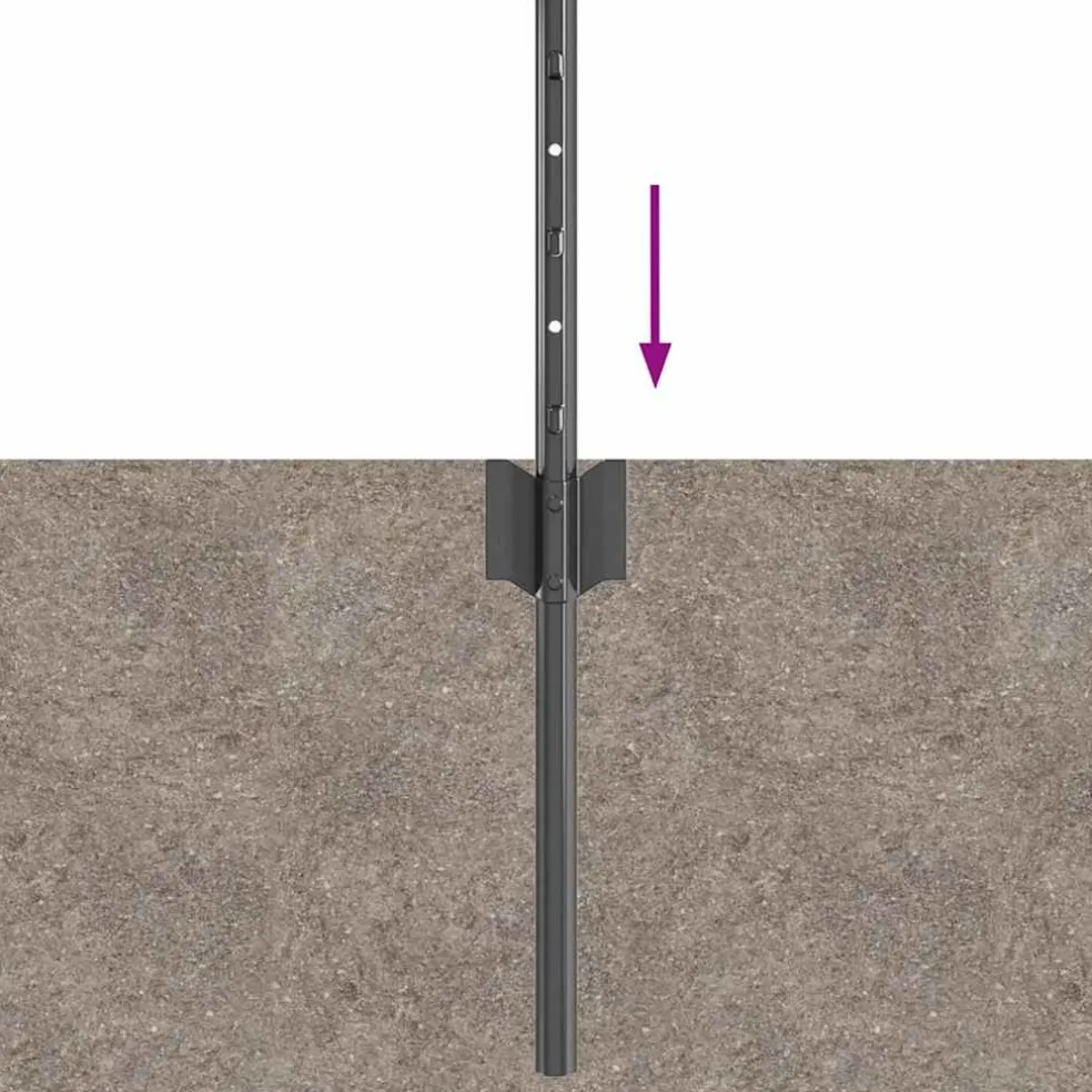 vidaXL ingegraven hekpalen 5 st Grijs 120 cm Gepoedercoat staal