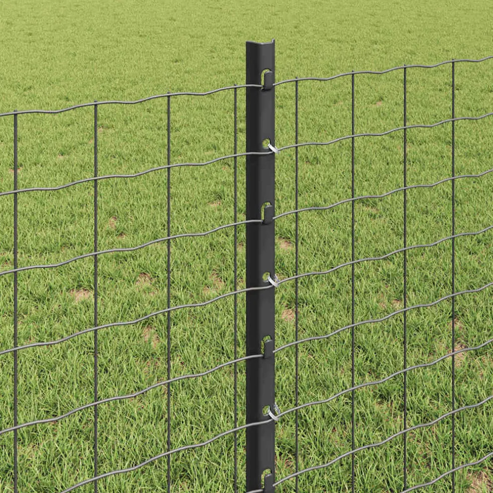 vidaXL ingegraven hekpalen 5 st Grijs 120 cm Gepoedercoat staal