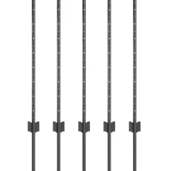 vidaXL ingegraven hekpalen 5 st Grijs 120 cm Gepoedercoat staal