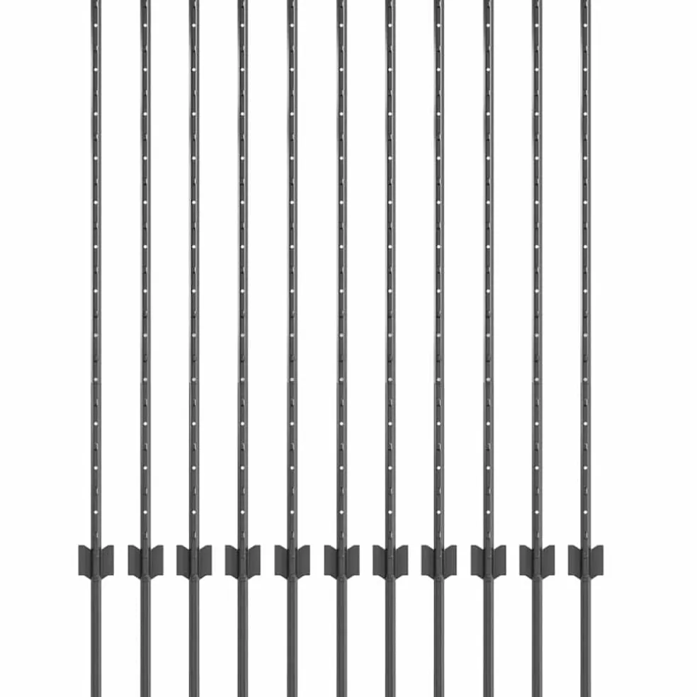 vidaXL ingegraven hekpalen 22 st Grijs 100 cm Gepoedercoat staal