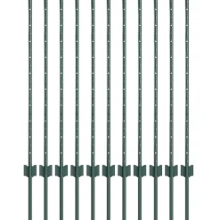 vidaXL ingegraven hekpalen 11 st Groen 140 cm Gepoedercoat staal