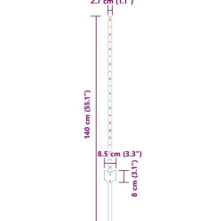 vidaXL ingegraven hekpalen 11 st Groen 140 cm Gepoedercoat staal