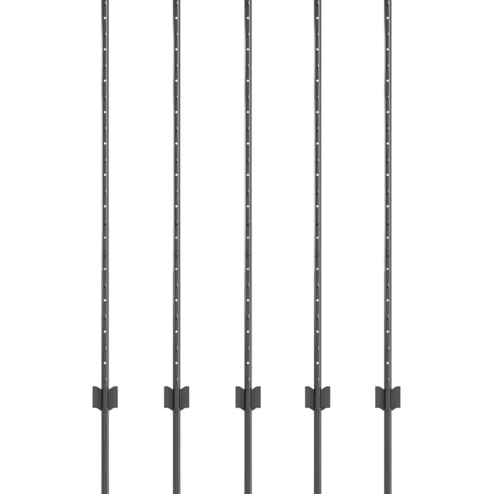 vidaXL ingegraven hekpalen 5 st Grijs 160 cm Gepoedercoat staal