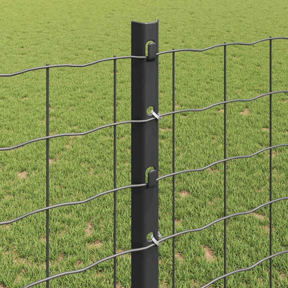 vidaXL ingegraven hekpalen 5 st Grijs 160 cm Gepoedercoat staal