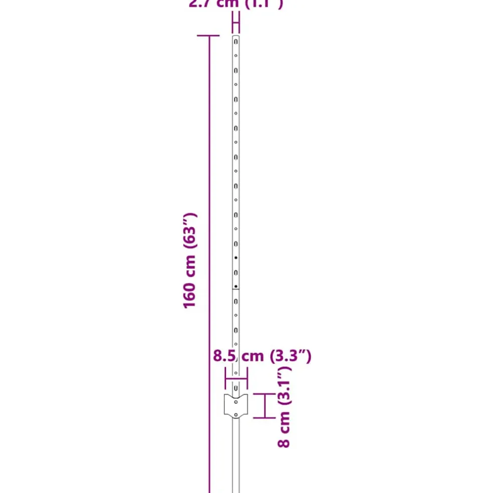 vidaXL ingegraven hekpalen 5 st Grijs 160 cm Gepoedercoat staal