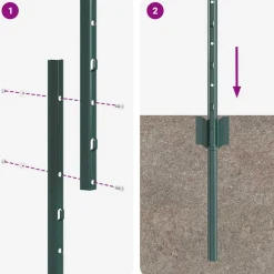vidaXL ingegraven hekpalen 44 st zilver 140 cm Gepoedercoat staal