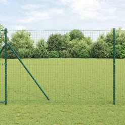 vidaXL ingegraven hekpalen 7 st Groen Gepoedercoat staal