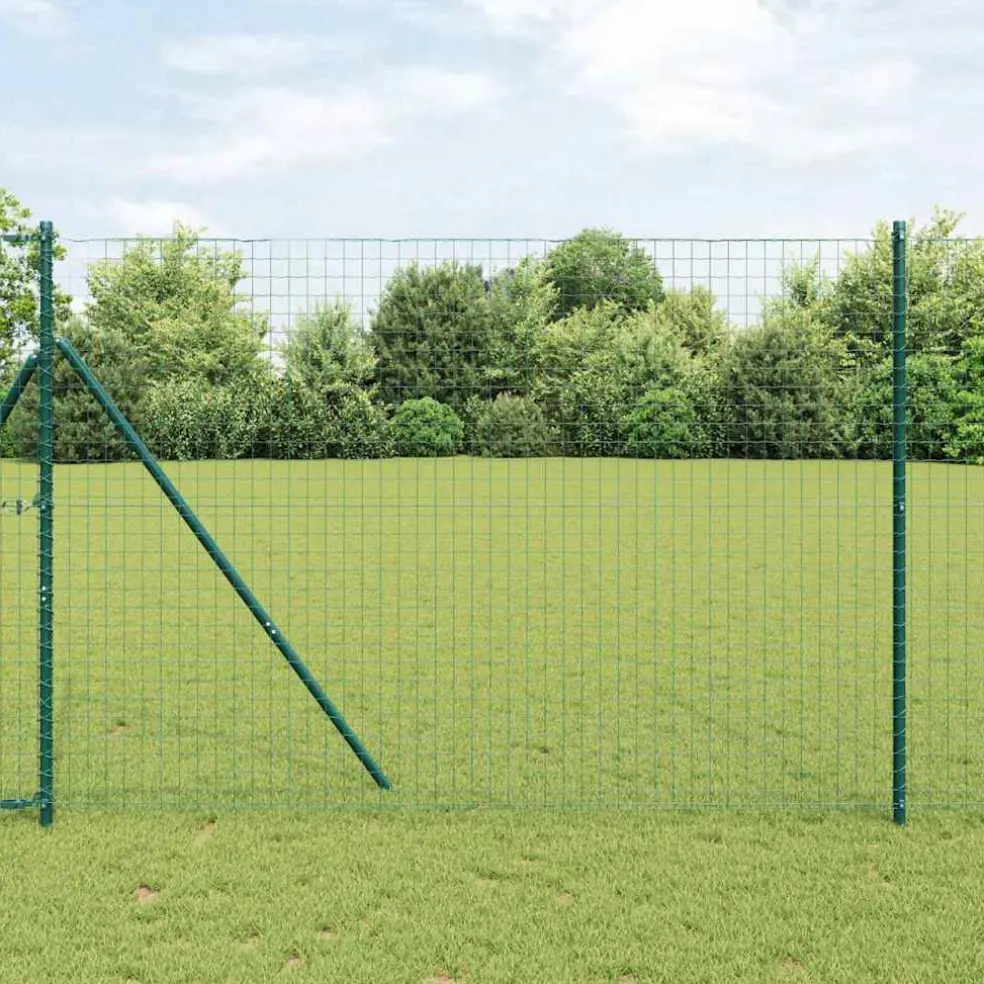 vidaXL ingegraven hekpalen 7 st Groen Gepoedercoat staal