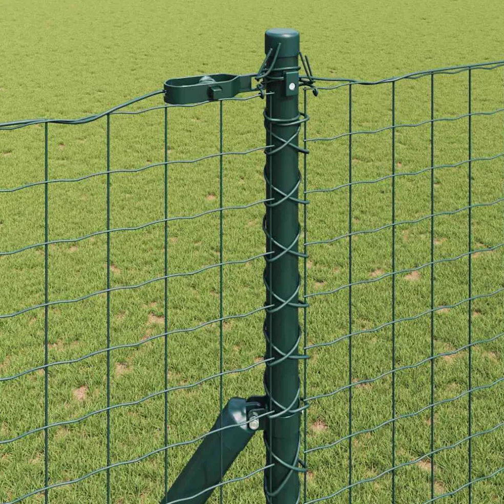 vidaXL ingegraven hekpalen 7 st Groen Gepoedercoat staal