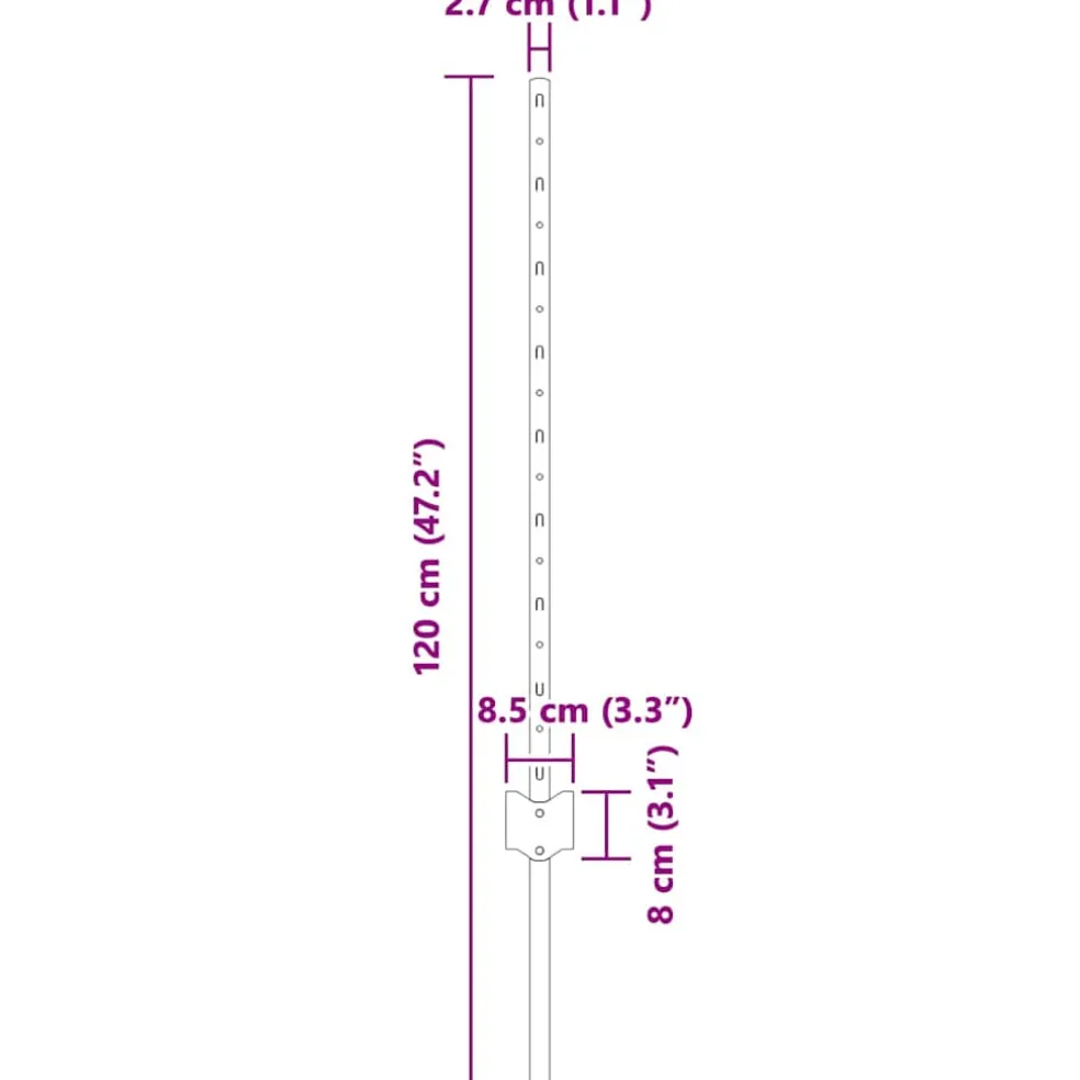 vidaXL ingegraven hekpalen 5 st zilver 120 cm Gepoedercoat staal
