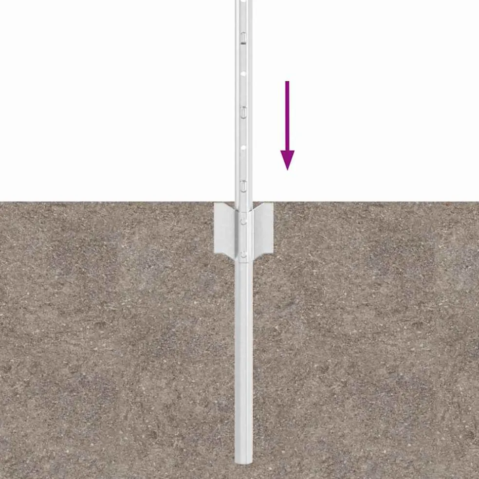 vidaXL ingegraven hekpalen 5 st zilver 120 cm Gepoedercoat staal