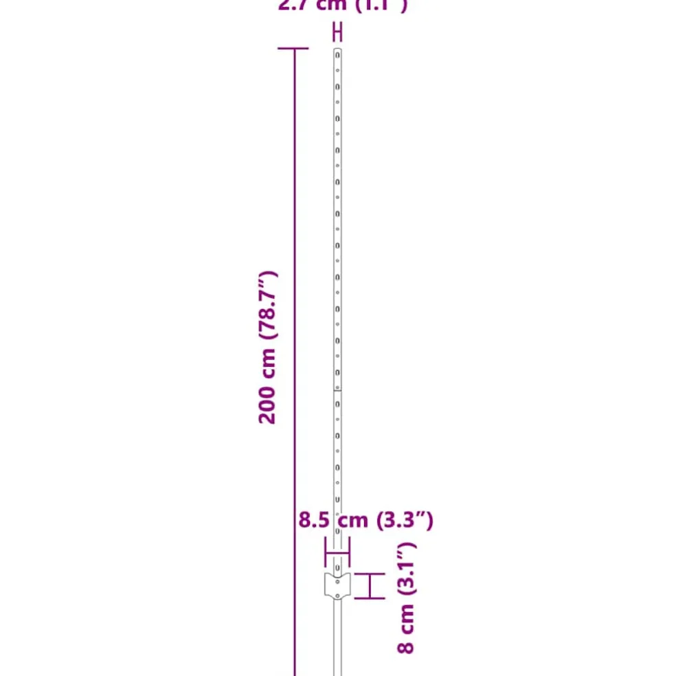 vidaXL ingegraven hekpalen 5 st Groen 200 cm Gepoedercoat staal