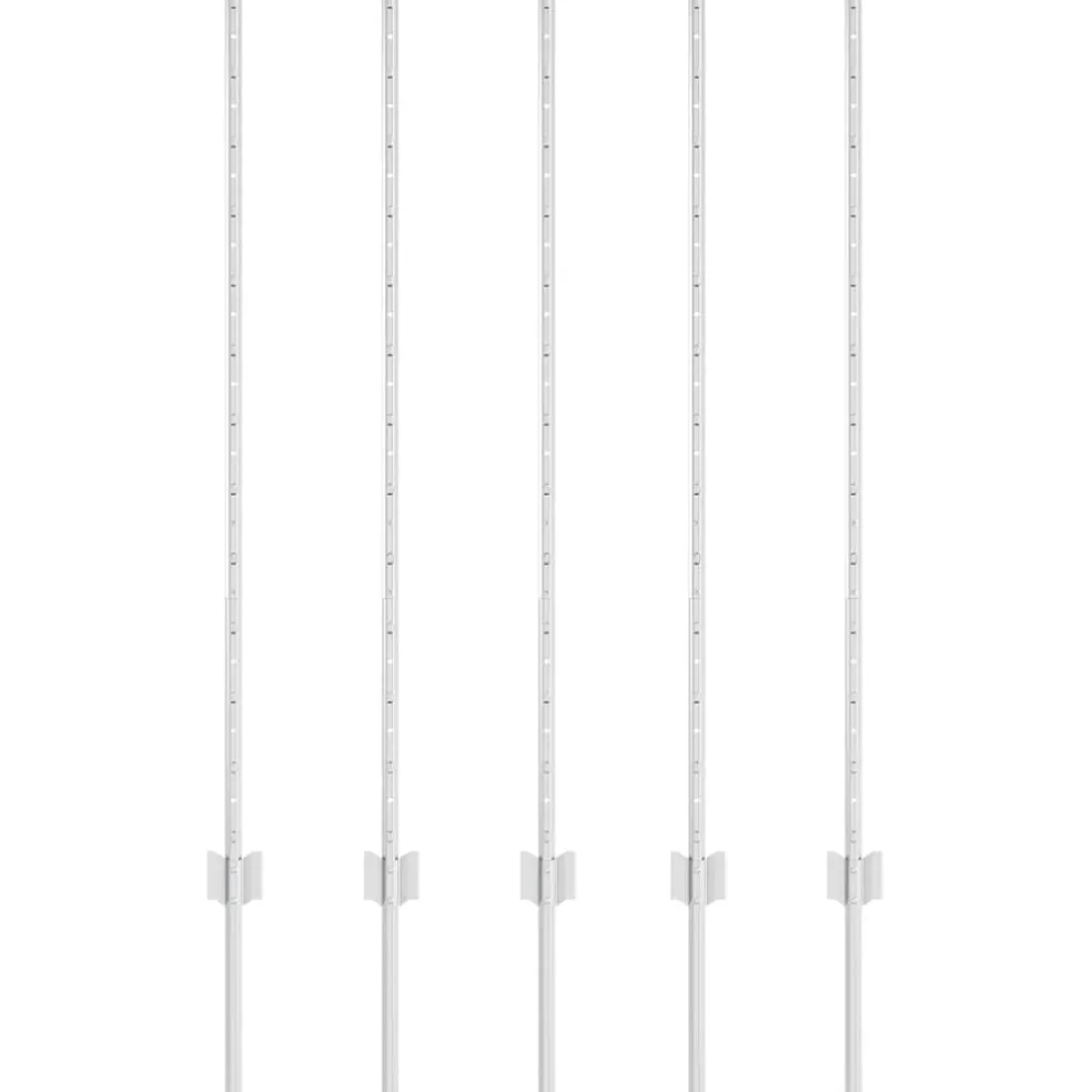vidaXL ingegraven hekpalen 5 st zilver 160 cm Gepoedercoat staal
