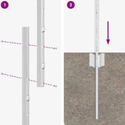 vidaXL ingegraven hekpalen 5 st zilver 160 cm Gepoedercoat staal