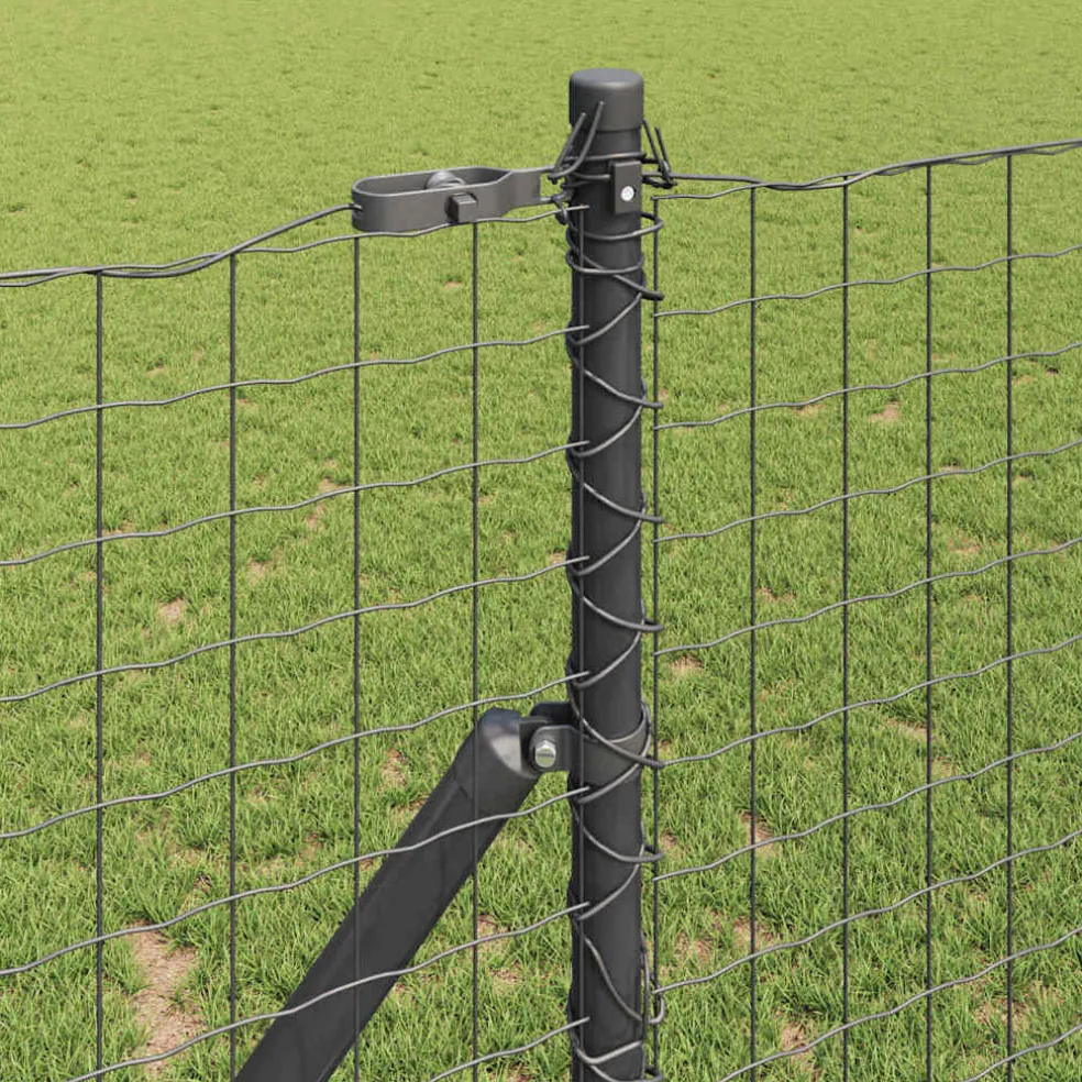 vidaXL ingegraven hekpalen 26 st Grijs Gepoedercoat staal