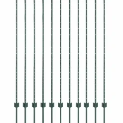 vidaXL ingegraven hekpalen 11 st Groen 100 cm Gepoedercoat staal