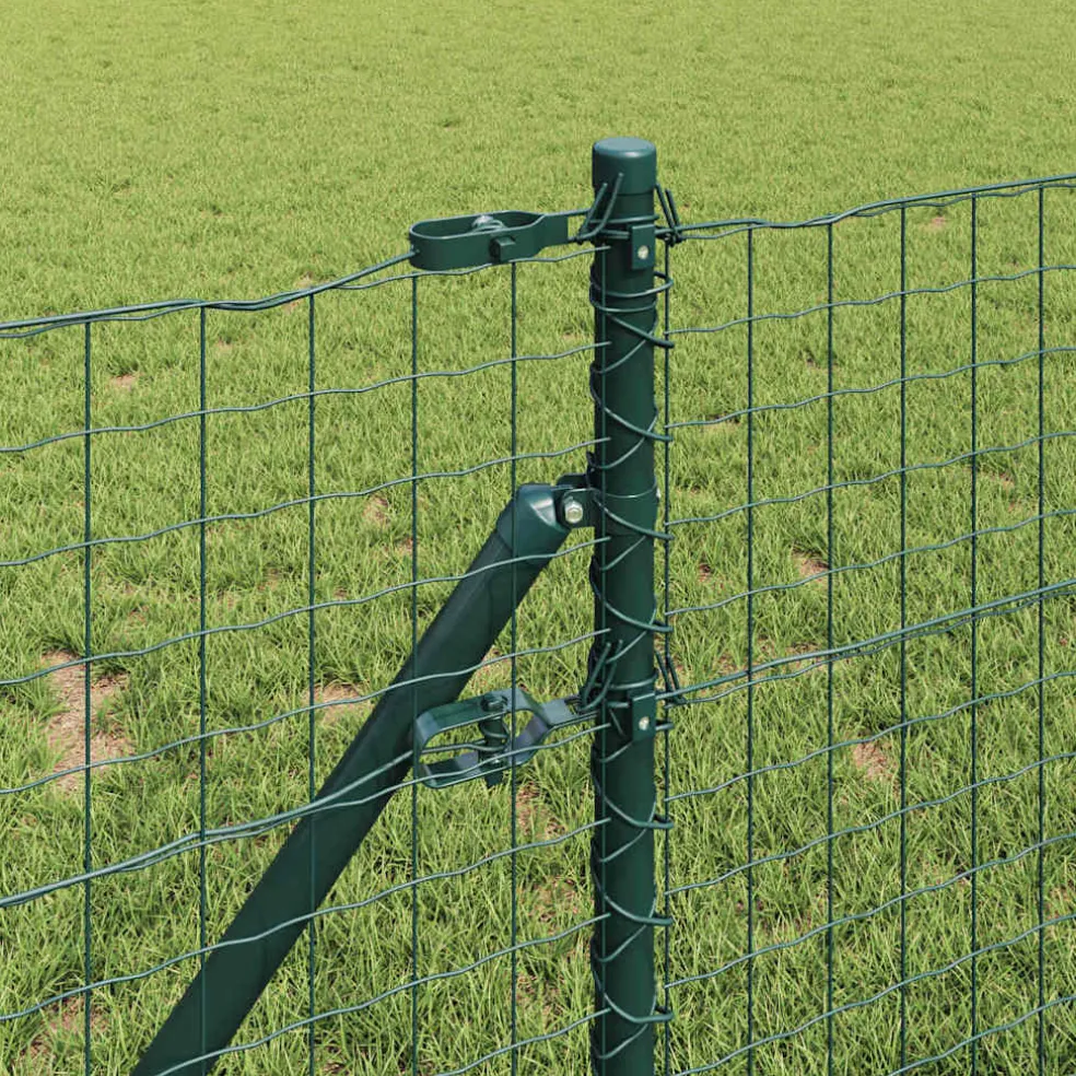 vidaXL ingegraven hekpalen 7 st Groen Gepoedercoat staal