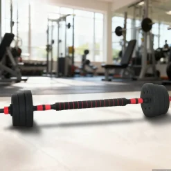 vidaXL 2-in-1 Halter-Barbell Set 20 kg Zwart en Rood