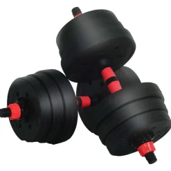 vidaXL 2-in-1 Halter-Barbell Set 20 kg Zwart en Rood