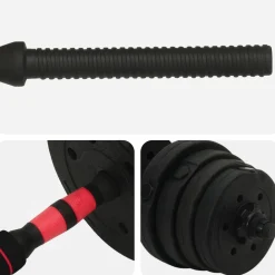 vidaXL 2-in-1 Halter-Barbell Set 30 kg Zwart en Rood