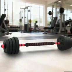 vidaXL 2-in-1 Halter-Barbell Set 30 kg Zwart en Rood